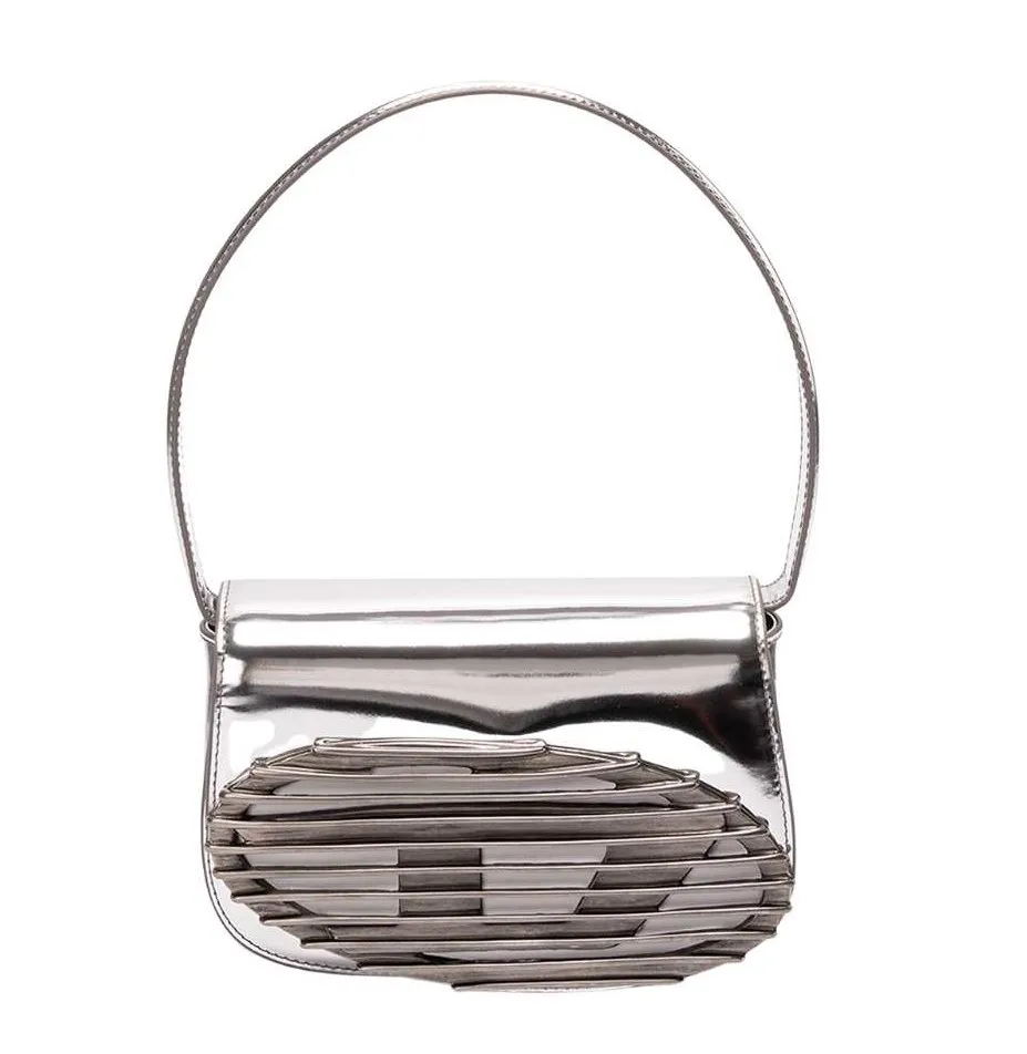 Bolso Diesel 1DR piel plateado NEW COLLECTION FW23