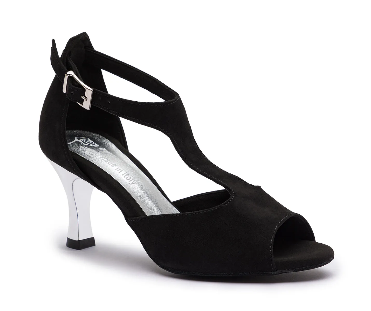 DQ1001 Zapatos de baile en negro con suela de ante